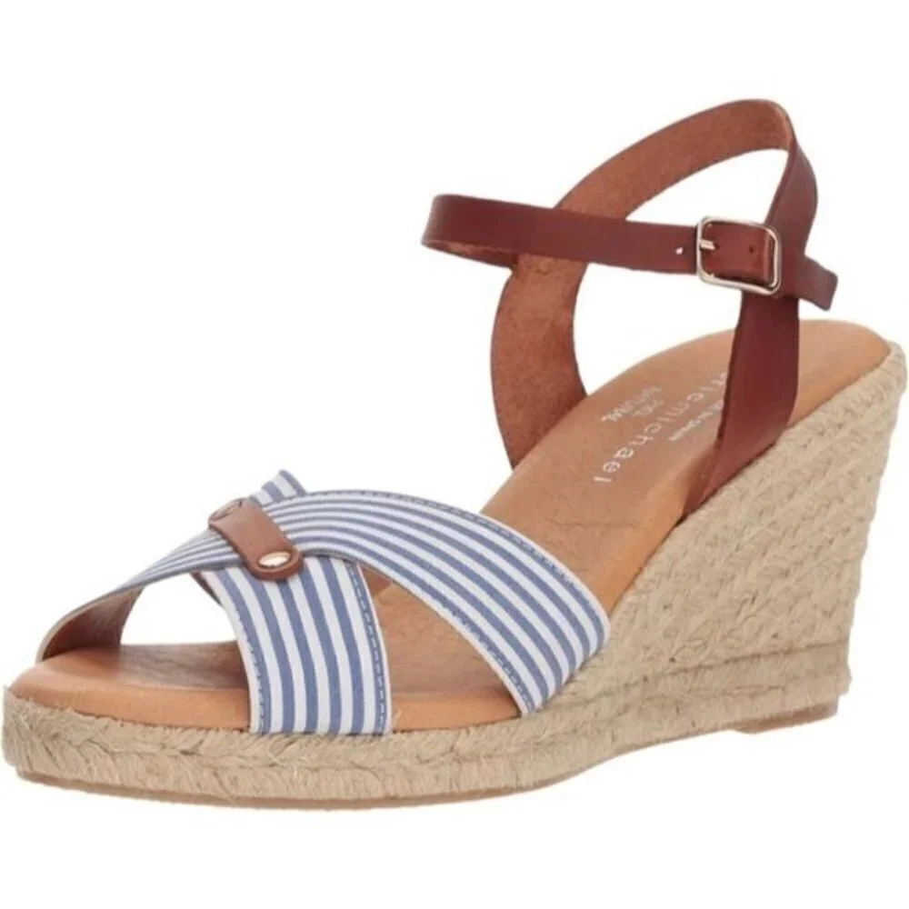 Eric Michael Tabitha Espadrille Wedge Sandal New NIB 41 10.5 Leather